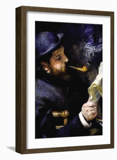 Claude Monet Reading a Newspaper-Pierre-Auguste Renoir-Framed Art Print