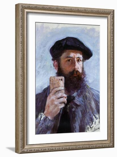 Claude Monet Selfie Portrait-null-Framed Art Print