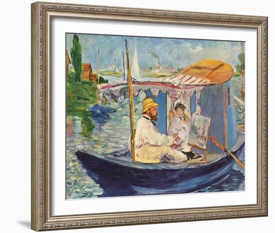 Claude Monet Working on His Boat in Argenteuil, 1874-Edouard Manet-Framed Art Print