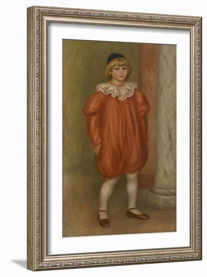 Claude Renoir in Clown Costume, 1909-Pierre-Auguste Renoir-Framed Giclee Print