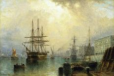 Her Majesty's Troop Ships receiving Stores in Portsmouth Harbour, 1880-Claude T. Stanfield Moore-Giclee Print