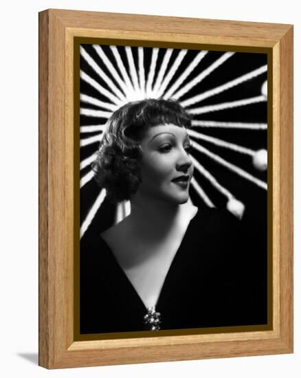 Claudette Colbert en, 1934 (b/w photo)-null-Framed Stretched Canvas