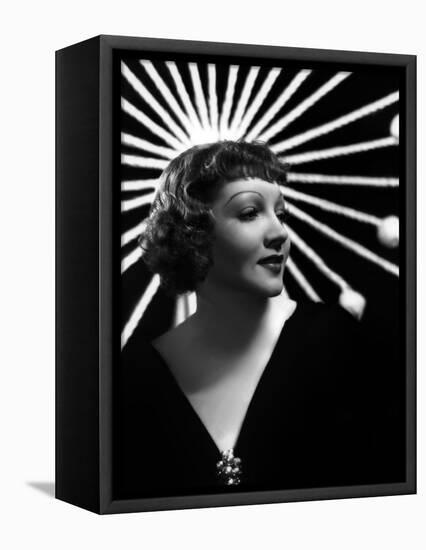 Claudette Colbert en, 1934 (b/w photo)-null-Framed Stretched Canvas