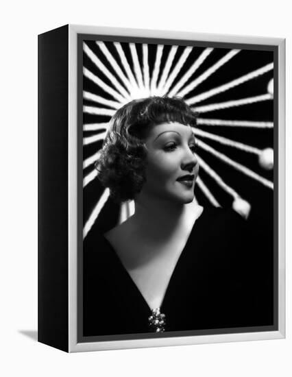 Claudette Colbert en, 1934 (b/w photo)-null-Framed Stretched Canvas