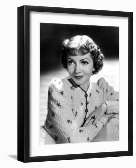 Claudette Colbert, Portrait, 1939, in Embroidered Cardigan-null-Framed Photo