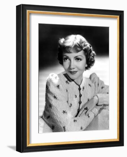 Claudette Colbert, Portrait, 1939, in Embroidered Cardigan-null-Framed Photo