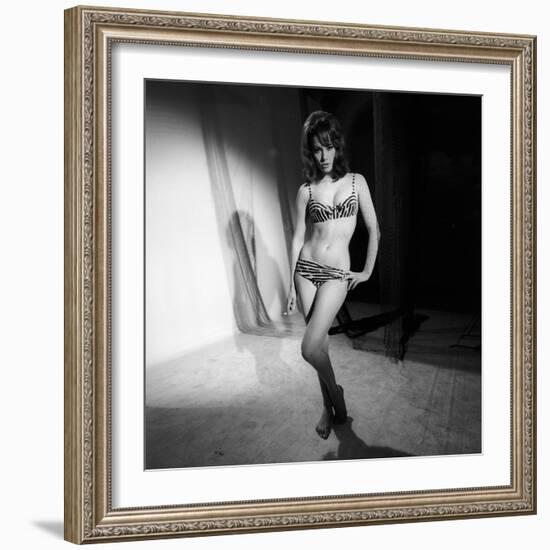 Claudine Auger on the Set from the Movie Thunderball-Mario de Biasi-Framed Photographic Print