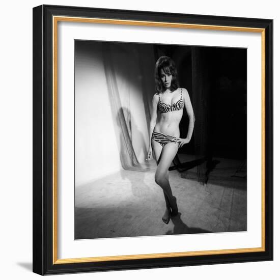 Claudine Auger on the Set from the Movie Thunderball-Mario de Biasi-Framed Photographic Print