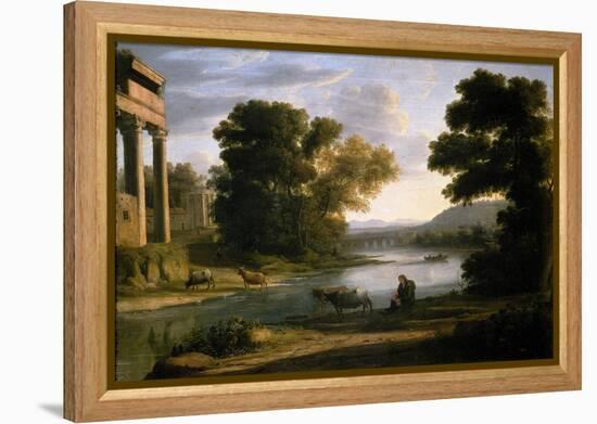 Claudio de Lorena / The Ford, ca. 1644-Claude Lorrain-Framed Premier Image Canvas