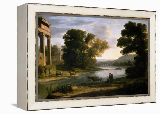 Claudio de Lorena / The Ford, ca. 1644-Claude Lorrain-Framed Premier Image Canvas