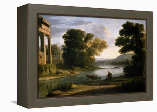 Claudio de Lorena / The Ford, ca. 1644-Claude Lorrain-Framed Premier Image Canvas