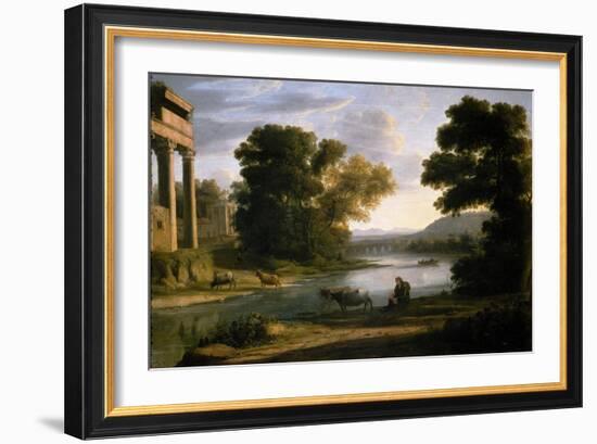 Claudio de Lorena / The Ford, ca. 1644-Claude Lorrain-Framed Giclee Print