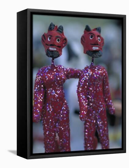 Clay Devils Exchanged Between Friends During the Day of the Dead Festivities, Oaxaca, Mexico-Judith Haden-Framed Premier Image Canvas