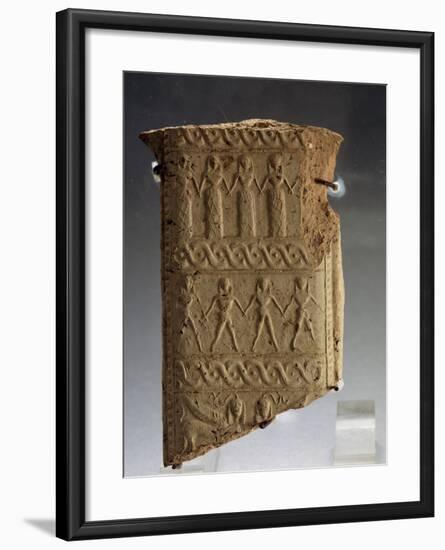 Clay Fragment with Stylized Human Figures from Calabria, Magno-Grecian Civilization, 7th Century BC-null-Framed Giclee Print