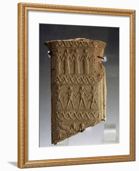 Clay Fragment with Stylized Human Figures from Calabria, Magno-Grecian Civilization, 7th Century BC-null-Framed Giclee Print