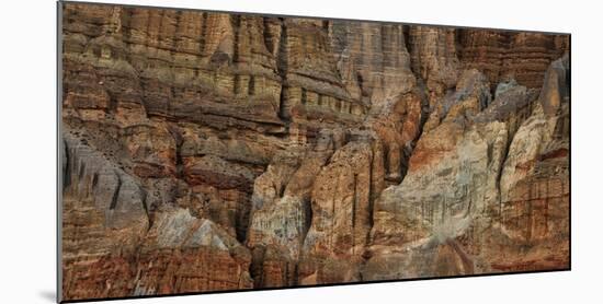 Clay mountain formations in front of the village of Chhuksang, Mustang Region, Nepal-null-Mounted Photographic Print