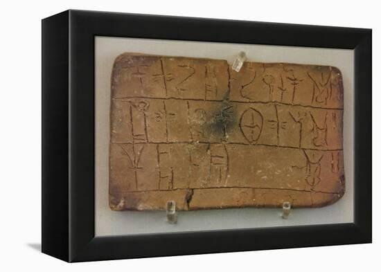 Clay Tablet Inscribed with Mycenaean Linear B Script. National Archaeological Museum. Athens.…-null-Framed Premier Image Canvas