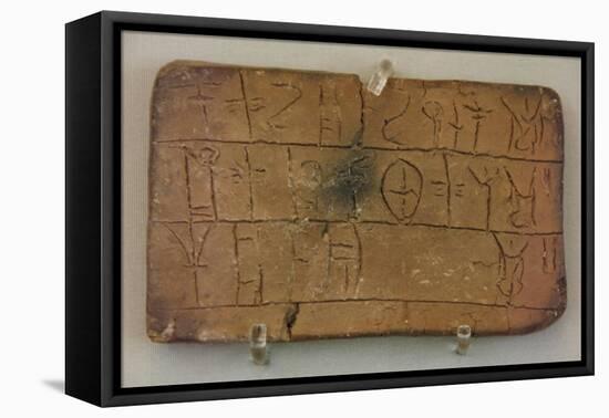 Clay Tablet Inscribed with Mycenaean Linear B Script. National Archaeological Museum. Athens.…-null-Framed Premier Image Canvas