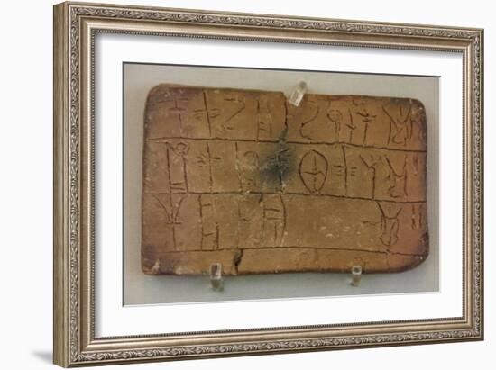 Clay Tablet Inscribed with Mycenaean Linear B Script. National Archaeological Museum. Athens.…-null-Framed Giclee Print