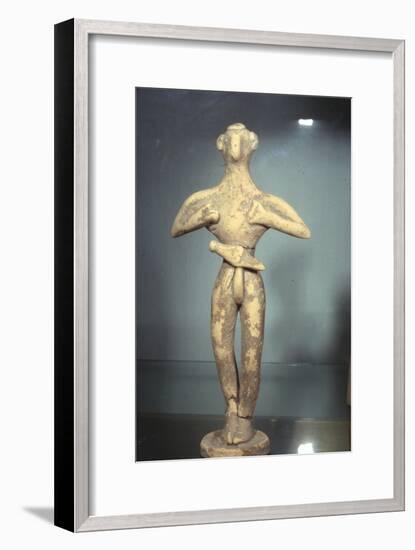 Clay Votive Figurine of Man wearing Belt and Dagger, Proto-Palatial Period, 2000BC-1700 BC-Unknown-Framed Giclee Print