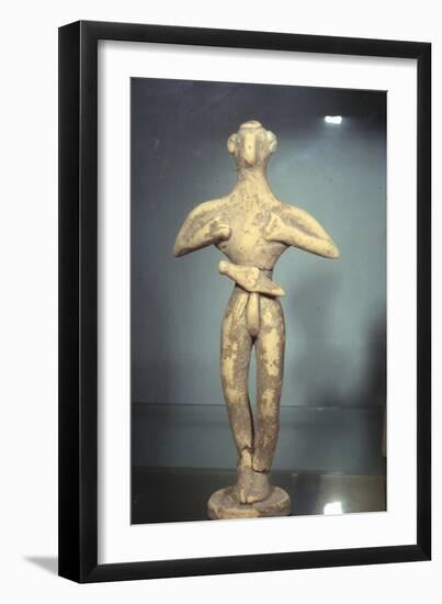 Clay Votive Figurine of Man wearing Belt and Dagger, Proto-Palatial Period, 2000BC-1700 BC-Unknown-Framed Giclee Print