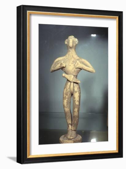 Clay Votive Figurine of Man wearing Belt and Dagger, Proto-Palatial Period, 2000BC-1700 BC-Unknown-Framed Giclee Print