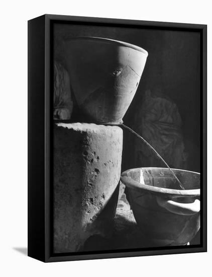 Clay Water Clock Pours Water for 6 Minutes, Allotted for Speech in Law Courts of Ancient Greece-Dmitri Kessel-Framed Premier Image Canvas