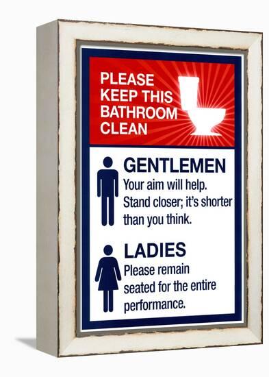Clean Bathrooms Ladies Gentlemen Sign-null-Framed Stretched Canvas