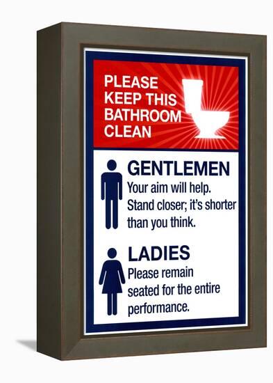 Clean Bathrooms Ladies Gentlemen Sign-null-Framed Stretched Canvas