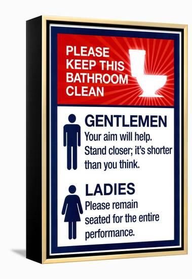 Clean Bathrooms Ladies Gentlemen Sign-null-Framed Stretched Canvas