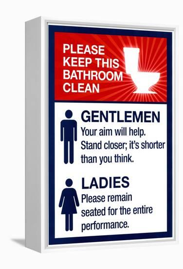 Clean Bathrooms Ladies Gentlemen Sign-null-Framed Stretched Canvas