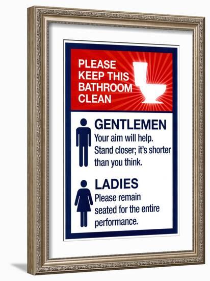 Clean Bathrooms Ladies Gentlemen Sign-null-Framed Art Print