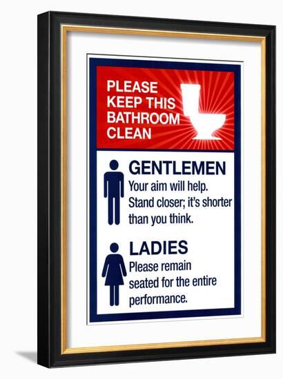 Clean Bathrooms Ladies Gentlemen Sign-null-Framed Art Print