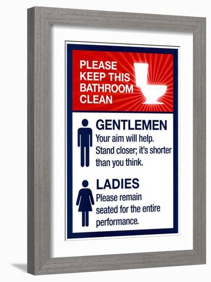 Clean Bathrooms Ladies Gentlemen Sign-null-Framed Premium Giclee Print