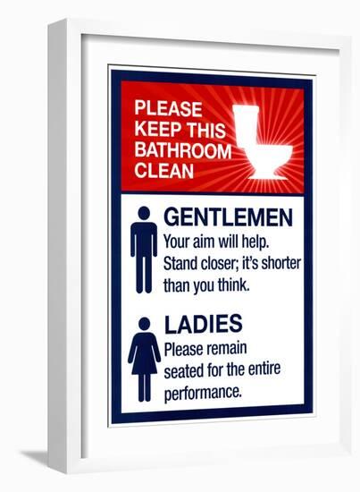 Clean Bathrooms Ladies Gentlemen Sign-null-Framed Premium Giclee Print