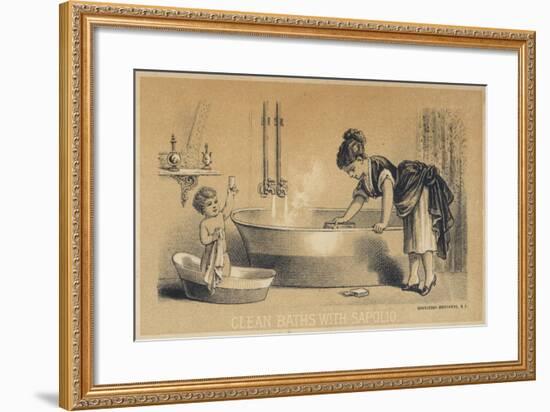 Clean Baths with Sapolio-null-Framed Giclee Print