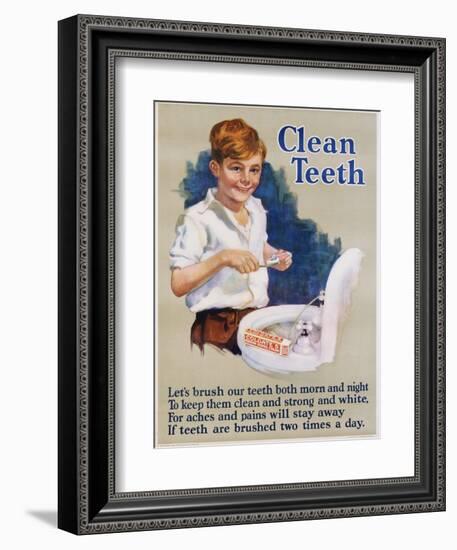 Clean Teeth Toothpaste Poster-null-Framed Giclee Print