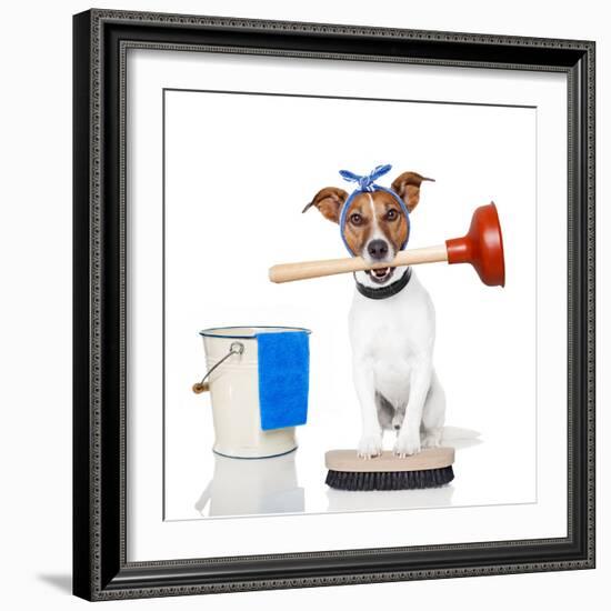 Cleaning Dog-Javier Brosch-Framed Photographic Print