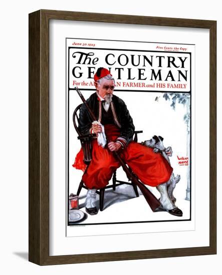 "Cleaning His Gun," Country Gentleman Cover, June 30, 1923-WM. Hoople-Framed Giclee Print