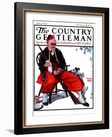 "Cleaning His Gun," Country Gentleman Cover, June 30, 1923-WM. Hoople-Framed Giclee Print