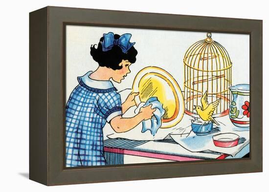 Cleaning the Birdcage-Julia Letheld Hahn-Framed Stretched Canvas