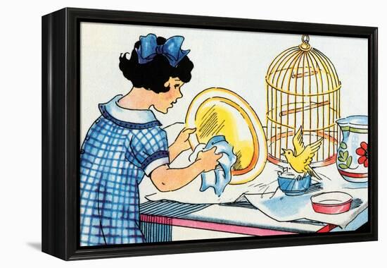 Cleaning the Birdcage-Julia Letheld Hahn-Framed Stretched Canvas