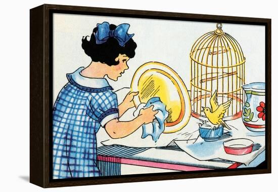 Cleaning the Birdcage-Julia Letheld Hahn-Framed Stretched Canvas