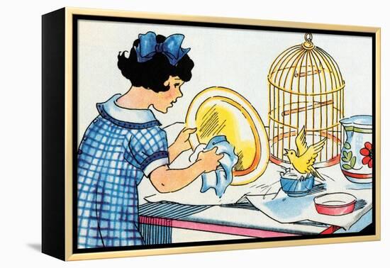Cleaning the Birdcage-Julia Letheld Hahn-Framed Stretched Canvas
