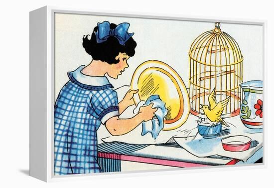 Cleaning the Birdcage-Julia Letheld Hahn-Framed Stretched Canvas