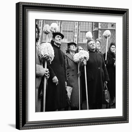 Cleaning Women Protesting For a Raise-Mark Kauffman-Framed Photographic Print