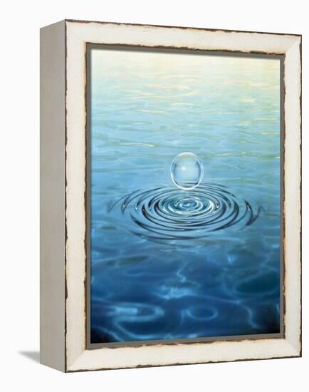 Clear Bubble Floating Above Water Ripples in Choppy Water-null-Framed Premier Image Canvas