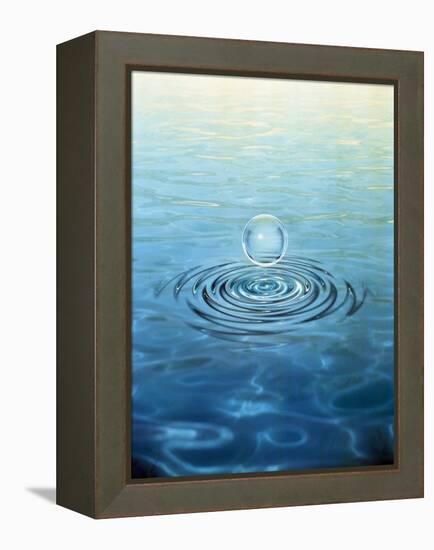 Clear Bubble Floating Above Water Ripples in Choppy Water-null-Framed Premier Image Canvas