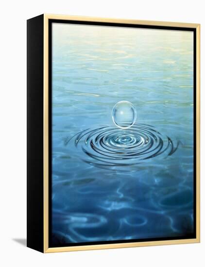 Clear Bubble Floating Above Water Ripples in Choppy Water-null-Framed Premier Image Canvas