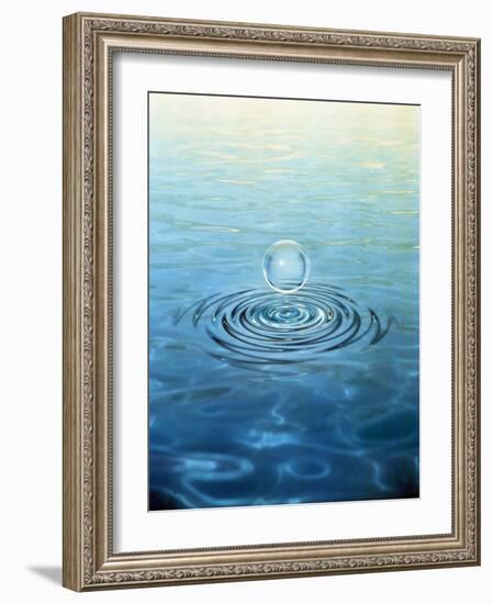 Clear Bubble Floating Above Water Ripples in Choppy Water-null-Framed Photographic Print